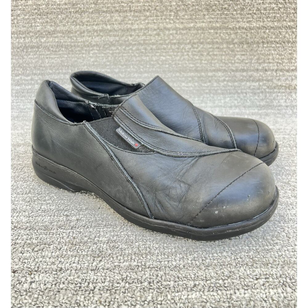MELLOW WALK Women's Daisy Steel Toe Slip Resistant Leather Slip-on 9.5 Wide